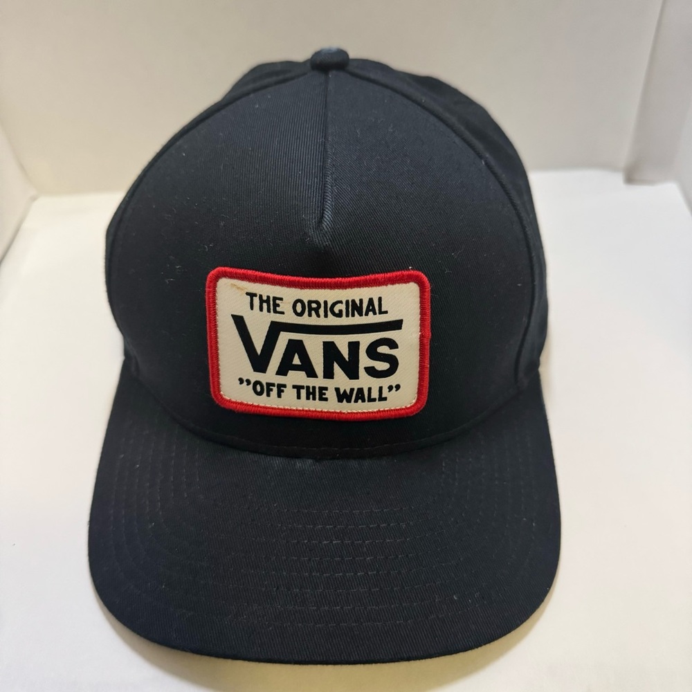 Vans Black Cap with Red Logo Patch